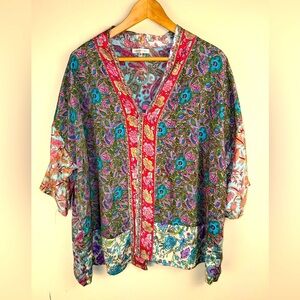 Karma Highway Floral Paisley Colorful Short Open Kimono OS Bohemian Hippie